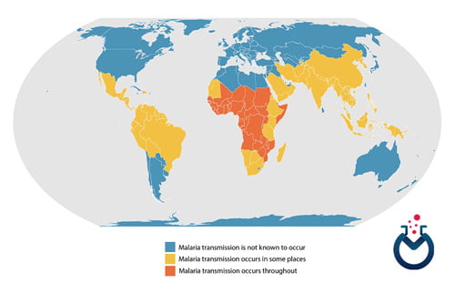 نحوه پراکندگی مالاریا در جهان